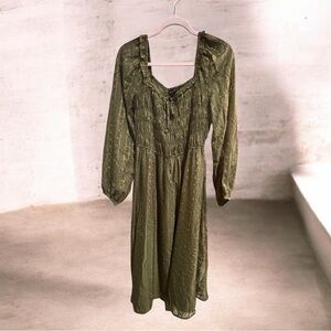 Skies Are Blue Forest Green Long Sleeve Dress